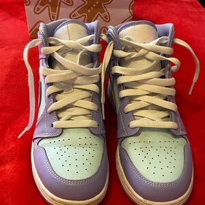 Kids High-Top Sneakers - Purple and Mint
